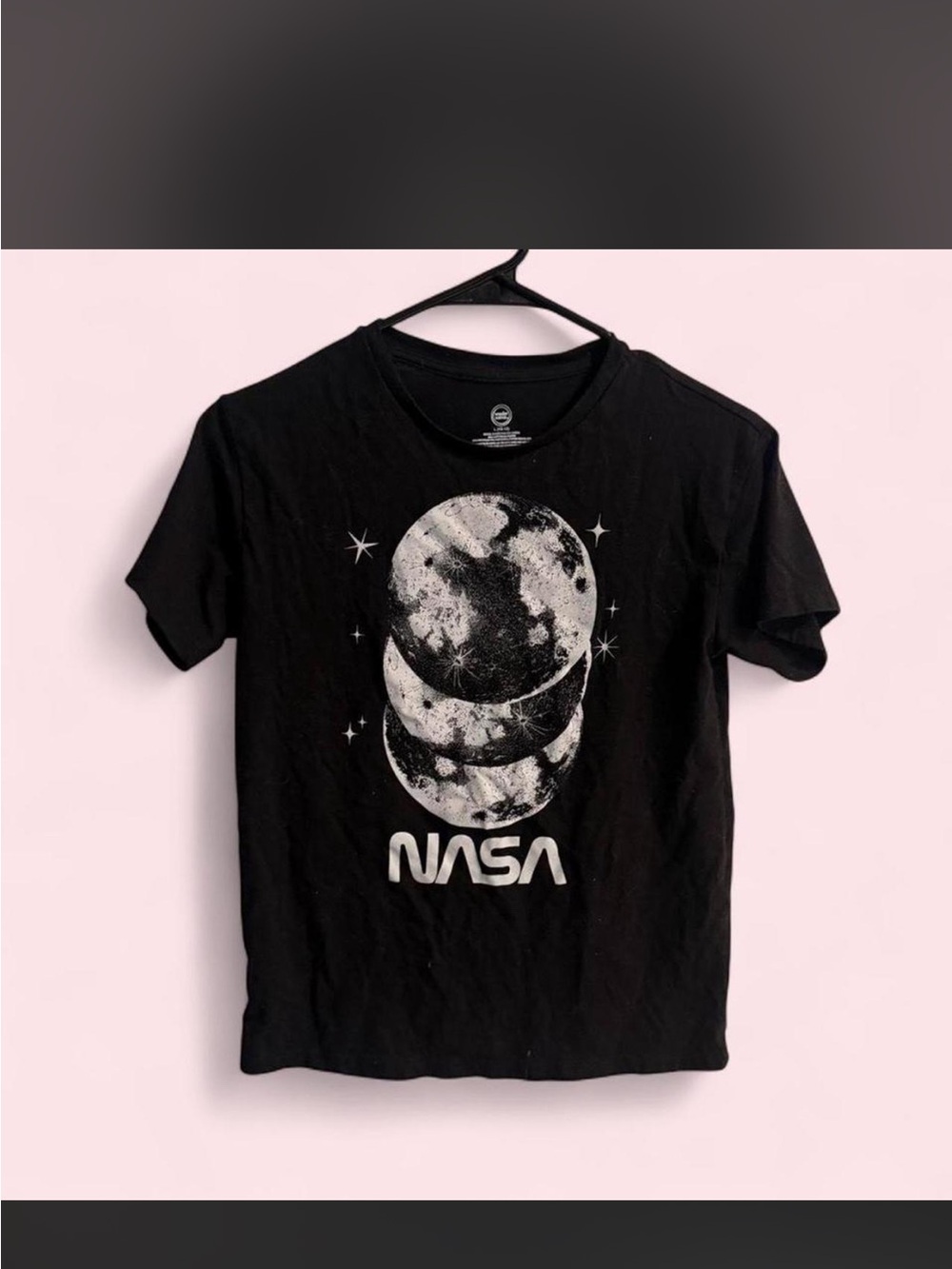 wonder nation Black Graphic Tee with White Moon Print